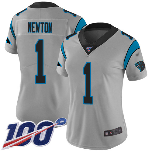 Carolina Panthers Limited Silver Women Cam Newton Jersey NFL Football #1 100th Season Inverted Legend->carolina panthers->NFL Jersey
